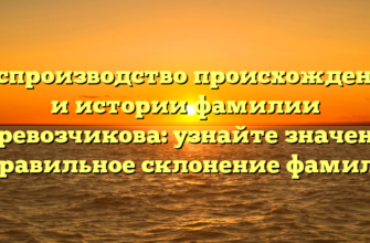 Воспроизводство происхождения и истории фамилии Перевозчикова: узнайте значение и правильное склонение фамилии