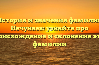 История и значения фамилии Нечунаев: узнайте про происхождение и склонение этой фамилии