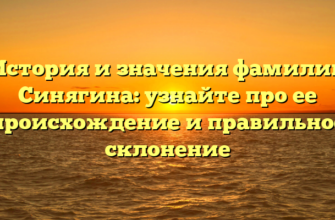 История и значения фамилии Синягина: узнайте про ее происхождение и правильное склонение