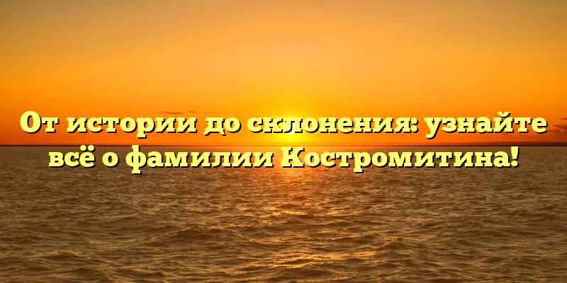 От истории до склонения: узнайте всё о фамилии Костромитина!