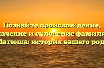 Познайте происхождение, значение и склонение фамилии Матюша: история вашего рода