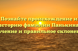 Познайте происхождение и историю фамилии Панькина: значение и правильное склонение