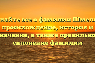 Узнайте все о фамилии Шмельц: происхождение, история и значение, а также правильное склонение фамилии