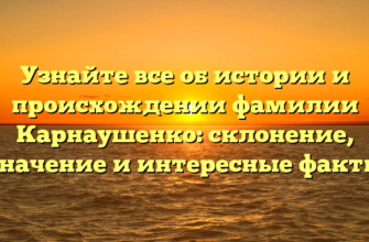 Узнайте все об истории и происхождении фамилии Карнаушенко: склонение, значение и интересные факты