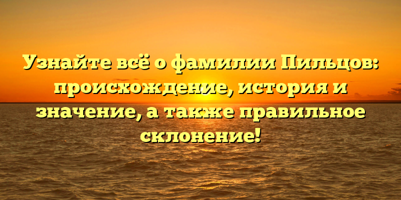 Узнайте всё о фамилии Пильцов: происхождение, история и значение, а также правильное склонение!