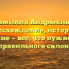 Фамилия Андрюхина: происхождение, история и значение — все, что нужно знать для правильного склонения