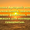 Фамилия Арсирий: история происхождения, значение и склонение фамилии, полная информация для исследования генеалогии.