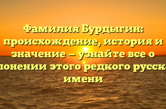 Фамилия Бурдыгин: происхождение, история и значение — узнайте все о склонении этого редкого русского имени