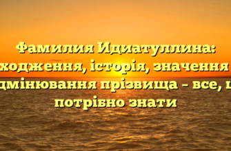 Фамилия Идиатуллина: походження, історія, значення та відмінювання прізвища – все, що потрібно знати