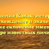 Фамилия Калак: история, происхождение и значение, а также склонение имени на примере известных личностей.