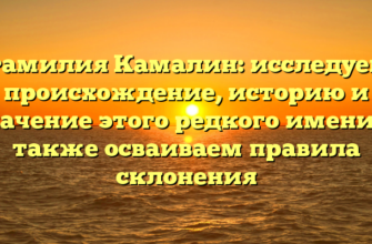 Фамилия Камалин: исследуем происхождение, историю и значение этого редкого имени, а также осваиваем правила склонения