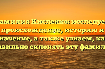 Фамилия Кисленко: исследуем происхождение, историю и значение, а также узнаем, как правильно склонять эту фамилию