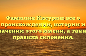 Фамилия Кисурин: все о происхождении, истории и значении этого имени, а также правила склонения.