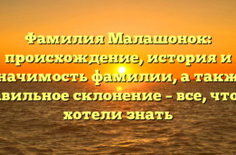 Фамилия Малашонок: происхождение, история и значимость фамилии, а также правильное склонение – все, что вы хотели знать