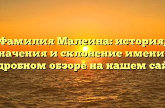 Фамилия Малеина: история, значения и склонение имени в подробном обзоре на нашем сайте