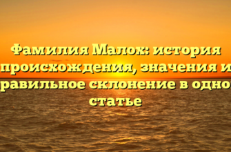 Фамилия Малох: история происхождения, значения и правильное склонение в одной статье