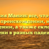 Фамилия Манин: все, что нужно знать о происхождении, истории и значении, а также склонении имени в разных падежах.