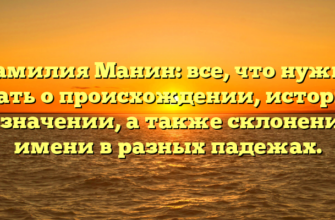 Фамилия Манин: все, что нужно знать о происхождении, истории и значении, а также склонении имени в разных падежах.