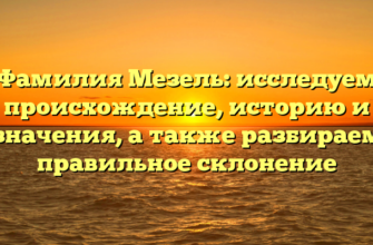 Фамилия Мезель: исследуем происхождение, историю и значения, а также разбираем правильное склонение