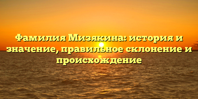 Фамилия Мизякина: история и значение, правильное склонение и происхождение