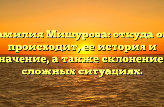 Фамилия Мишурова: откуда она происходит, ее история и значение, а также склонение в сложных ситуациях.