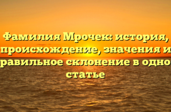 Фамилия Мрочек: история, происхождение, значения и правильное склонение в одной статье