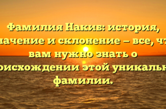 Фамилия Накиб: история, значение и склонение — все, что вам нужно знать о происхождении этой уникальной фамилии.