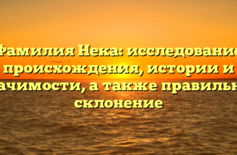 Фамилия Нека: исследование происхождения, истории и значимости, а также правильное склонение