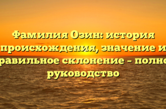 Фамилия Озин: история происхождения, значение и правильное склонение – полное руководство