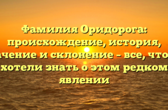 Фамилия Оридорога: происхождение, история, значение и склонение – все, что вы хотели знать о этом редком явлении