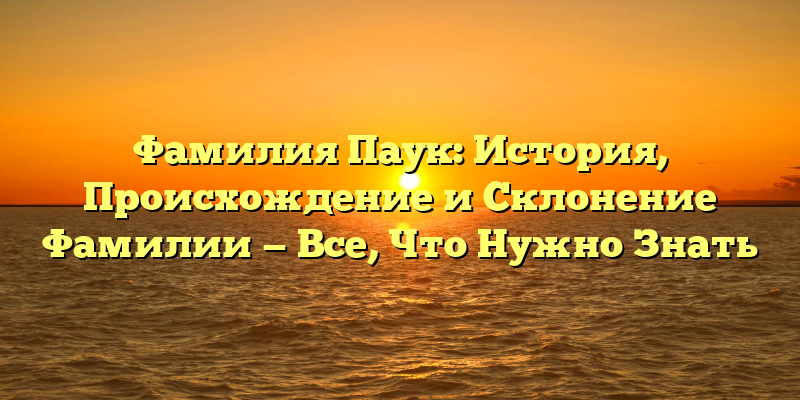 Фамилия Паук: История, Происхождение и Склонение Фамилии — Все, Что Нужно Знать