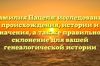 Фамилия Пацеля: исследование происхождения, истории и значения, а также правильное склонение для вашей генеалогической истории