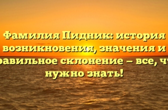 Фамилия Пидник: история возникновения, значения и правильное склонение — все, что нужно знать!