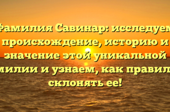 Фамилия Савинар: исследуем происхождение, историю и значение этой уникальной фамилии и узнаем, как правильно склонять ее!