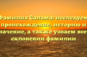 Фамилия Салама: исследуем происхождение, историю и значение, а также узнаем все о склонении фамилии