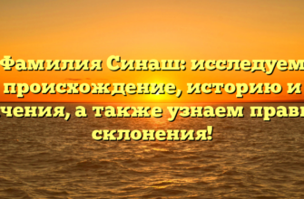 Фамилия Синаш: исследуем происхождение, историю и значения, а также узнаем правила склонения!