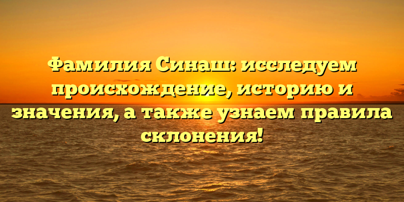 Фамилия Синаш: исследуем происхождение, историю и значения, а также узнаем правила склонения!