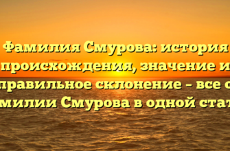 Фамилия Смурова: история происхождения, значение и правильное склонение – все о фамилии Смурова в одной статье