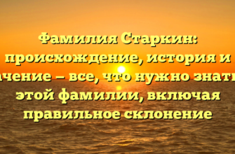 Фамилия Старкин: происхождение, история и значение — все, что нужно знать об этой фамилии, включая правильное склонение