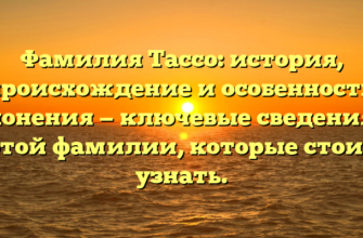 Фамилия Тассо: история, происхождение и особенности склонения — ключевые сведения об этой фамилии, которые стоит узнать.