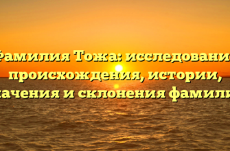 Фамилия Тожа: исследование происхождения, истории, значения и склонения фамилии