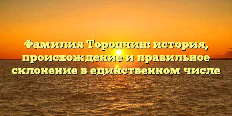 Фамилия Торопчин: история, происхождение и правильное склонение в единственном числе