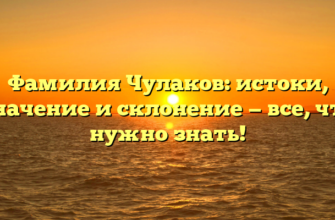 Фамилия Чулаков: истоки, значение и склонение — все, что нужно знать!