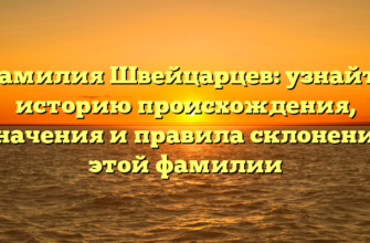 Фамилия Швейцарцев: узнайте историю происхождения, значения и правила склонения этой фамилии