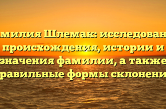 Фамилия Шлемак: исследование происхождения, истории и значения фамилии, а также правильные формы склонения