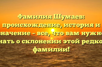 Фамилия Шумаев: происхождение, история и значение – все, что вам нужно знать о склонении этой редкой фамилии!