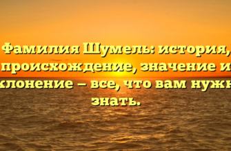 Фамилия Шумель: история, происхождение, значение и склонение — все, что вам нужно знать.