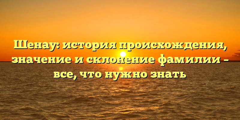 Шенау: история происхождения, значение и склонение фамилии – все, что нужно знать