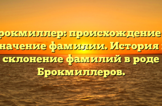 Брокмиллер: происхождение и значение фамилии. История и склонение фамилий в роде Брокмиллеров.