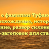 Все о фамилии Туфанова: происхождение, история и значение, разбор склонения — SEO-заголовок для статьи.